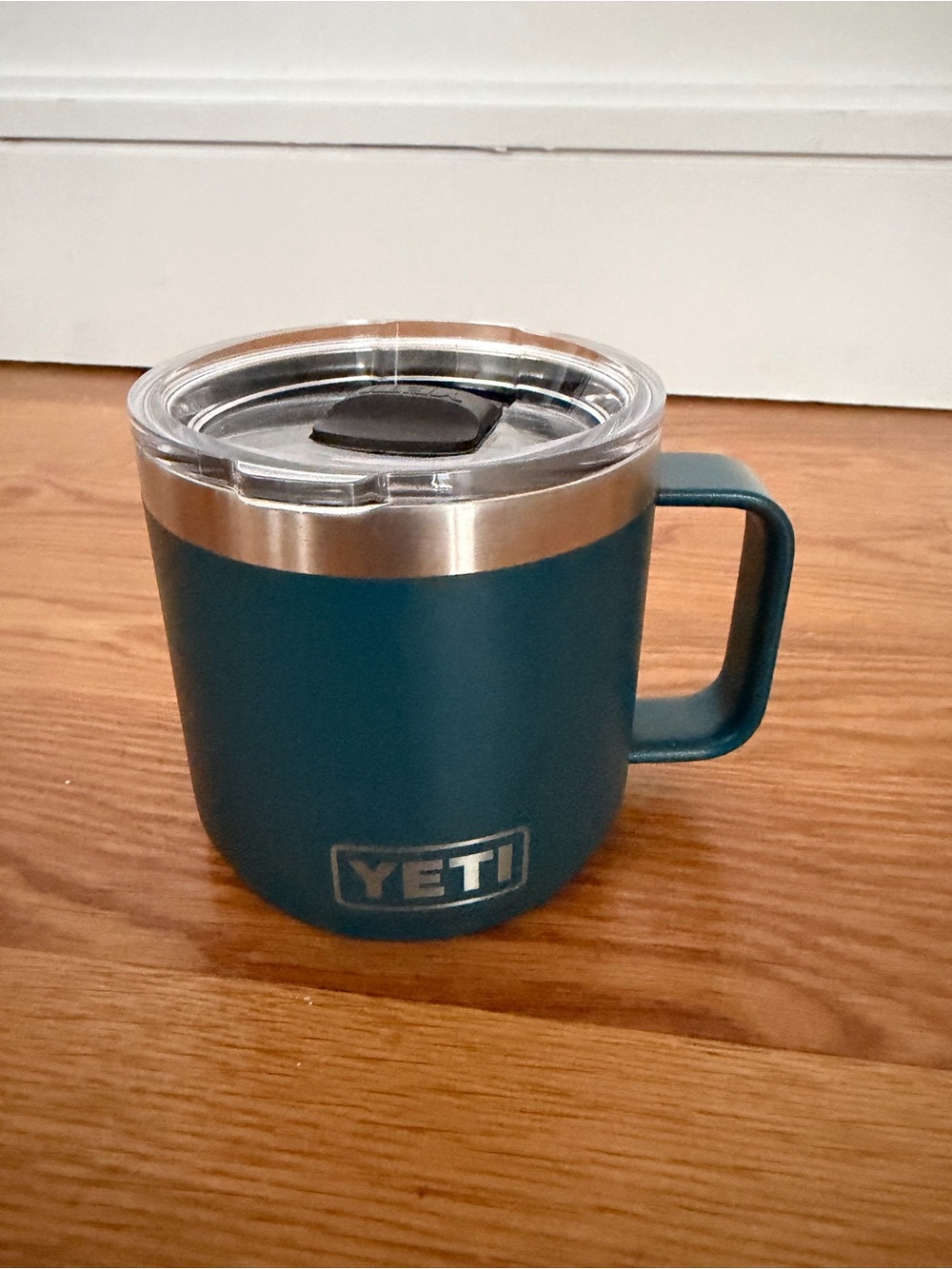 Yeti Steel-Trimmed Teal Travel Mug with Handle and Clear Lid 14oz